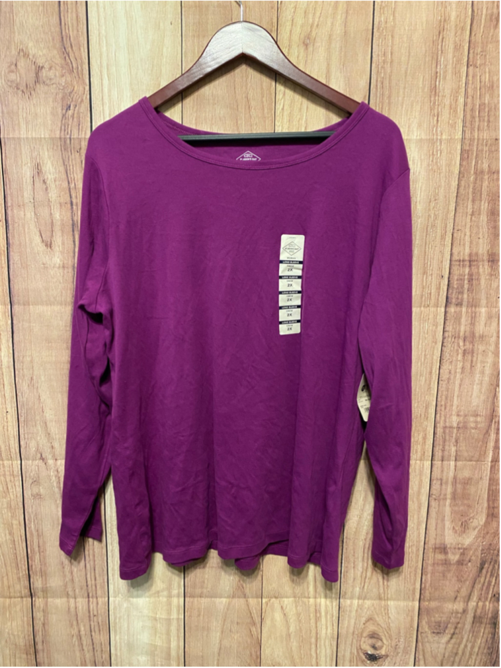 St. John's Bay 2X NWT Long Sleeve Crew Neck Essential Tee Purple Shirt